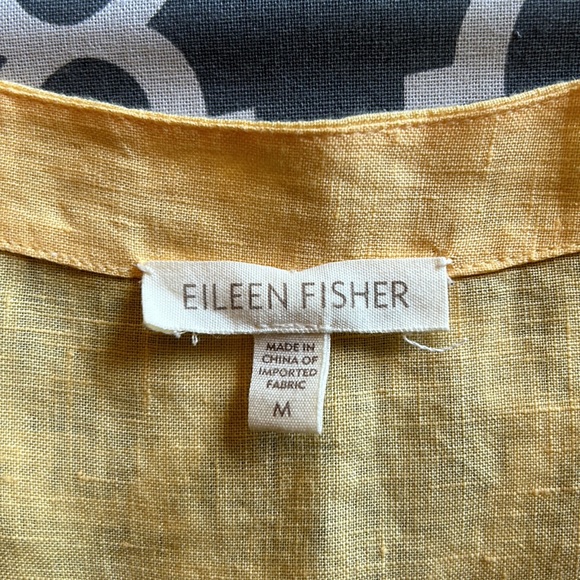 Eileen Fisher Irish linen sequin trim split-neck tunic szM - Picture 13 of 15